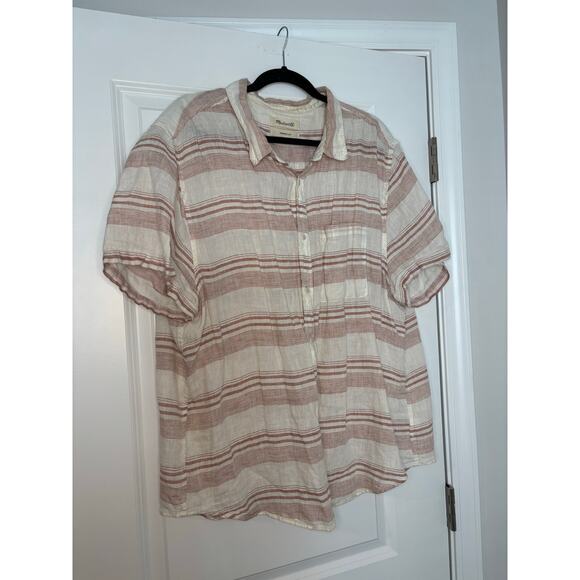 Madewell Perfect Fit Striped Linen Shirt Men Size XXL - Picture 2 of 7